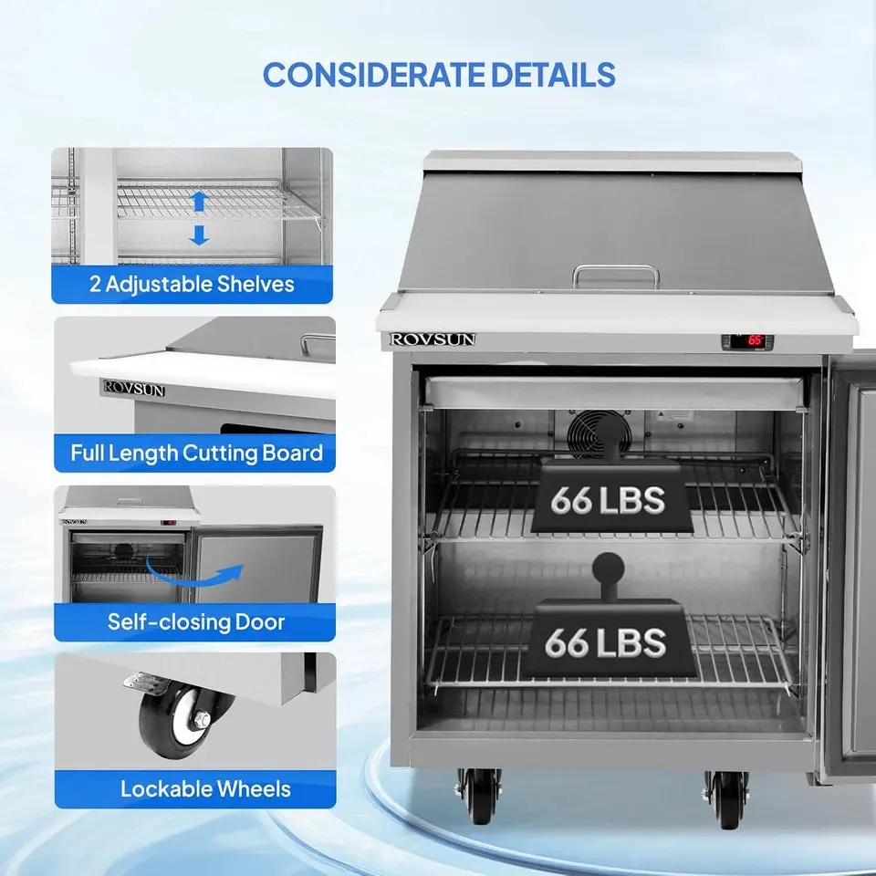 1 Door Commercial Sandwich Refrigerator - Image 7