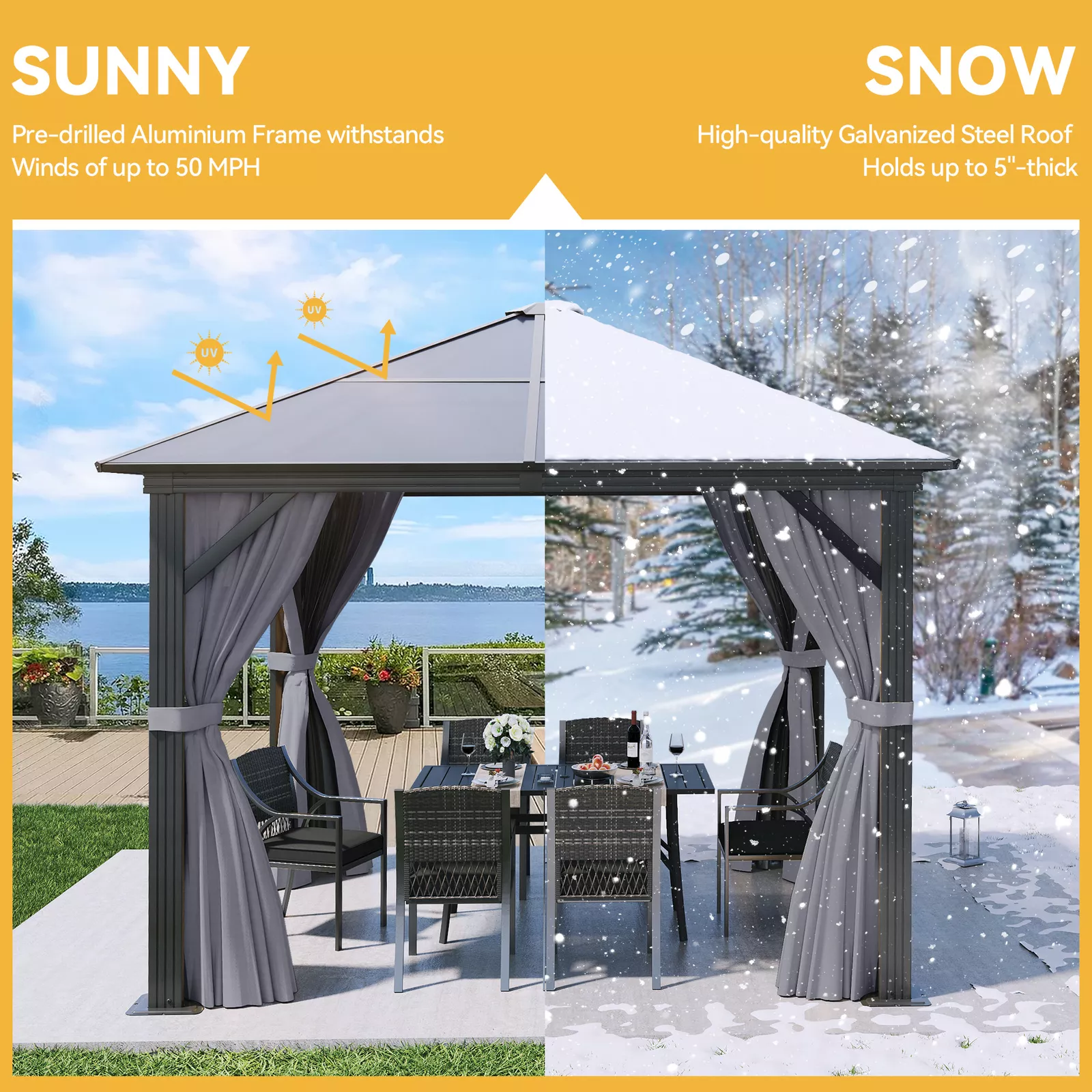 10x10 Outdoor Patio Hard Top Gazebo - Image 3