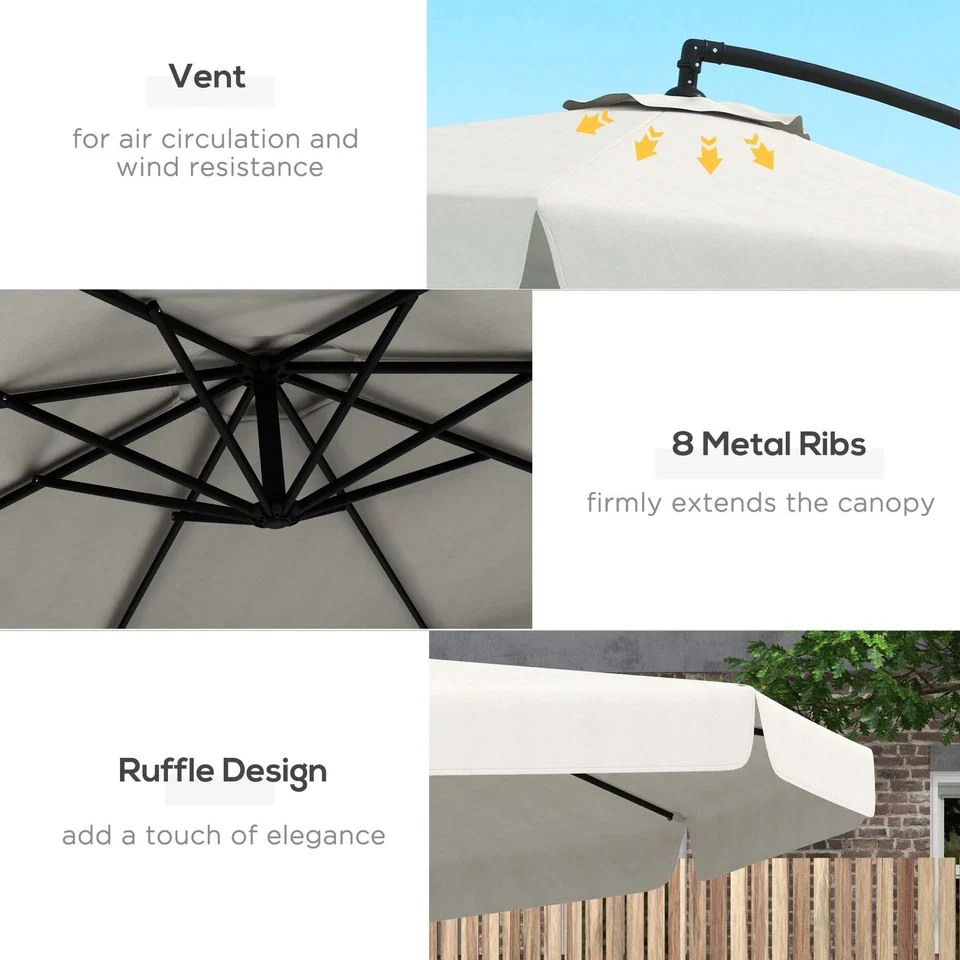 11FT Outdoor Large Patio Cantilever Umbrella - Image 5