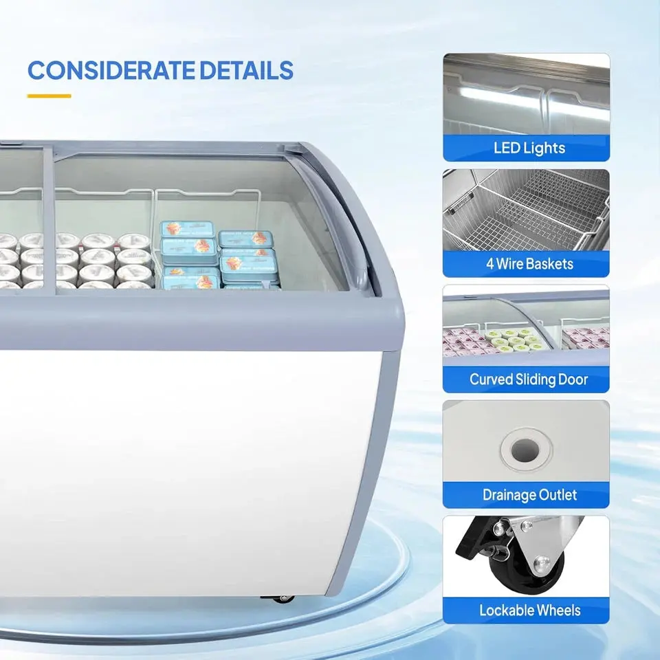 12.7 Cu Ft Commercial Ice Cream Display Freezer - Image 6