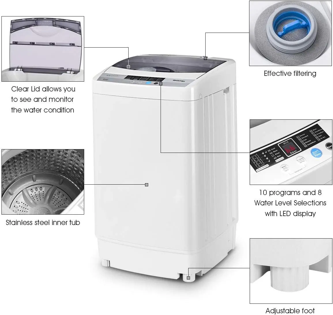 12lbs Portable Apartment Ventless Washer & Spin Dryer - Image 3