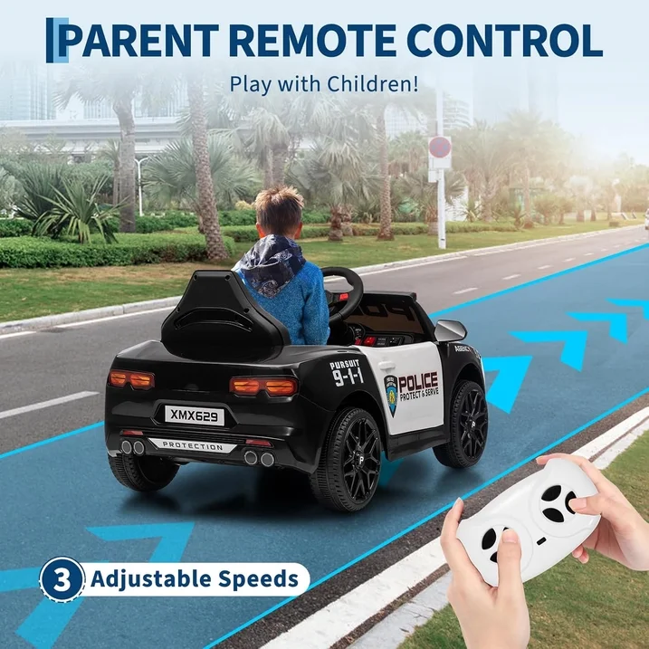 12V Electric Ride On Police Car W/ Remote Control - Image 3