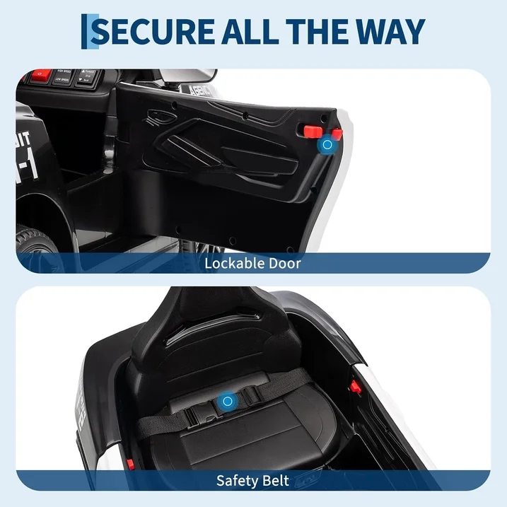12V Electric Ride On Police Car W/ Remote Control - Image 5