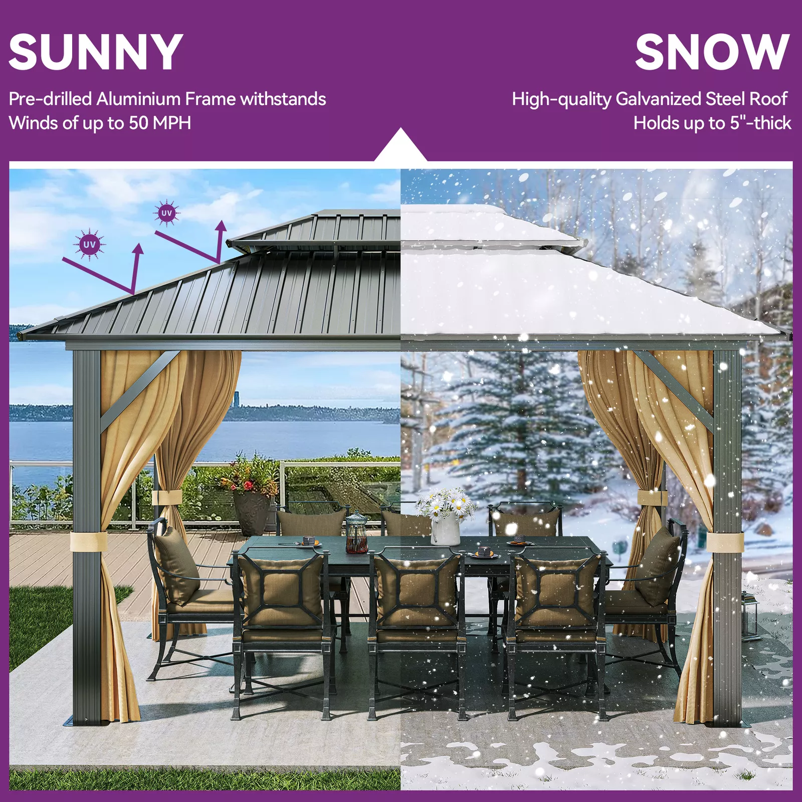 12x16 Outdoor Patio Hard Top Gazebo - Image 3