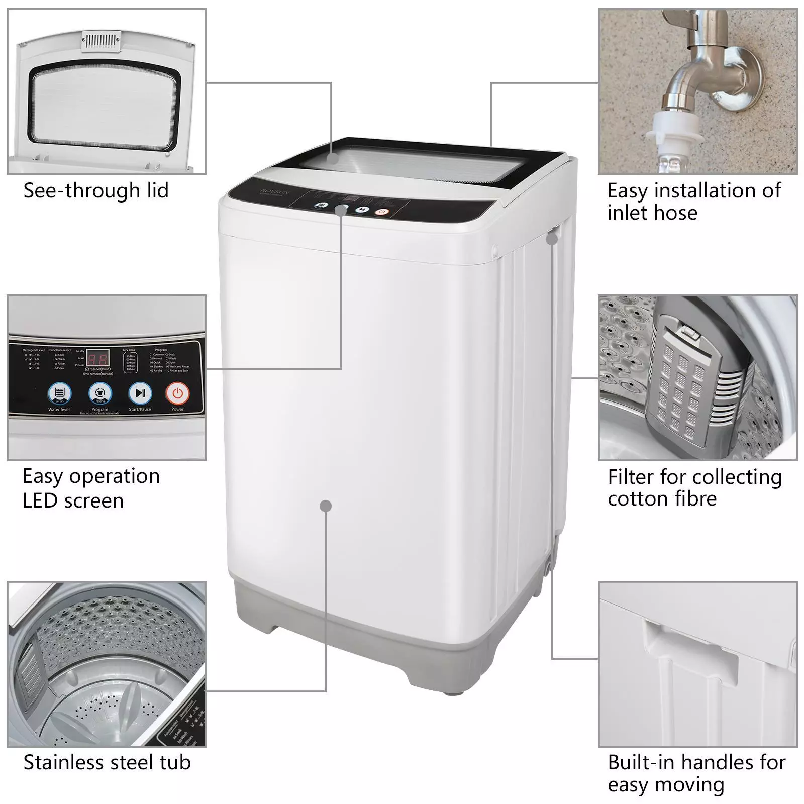 13.3lbs Portable Apartment Ventless Washer & Spin Dryer - Image 7