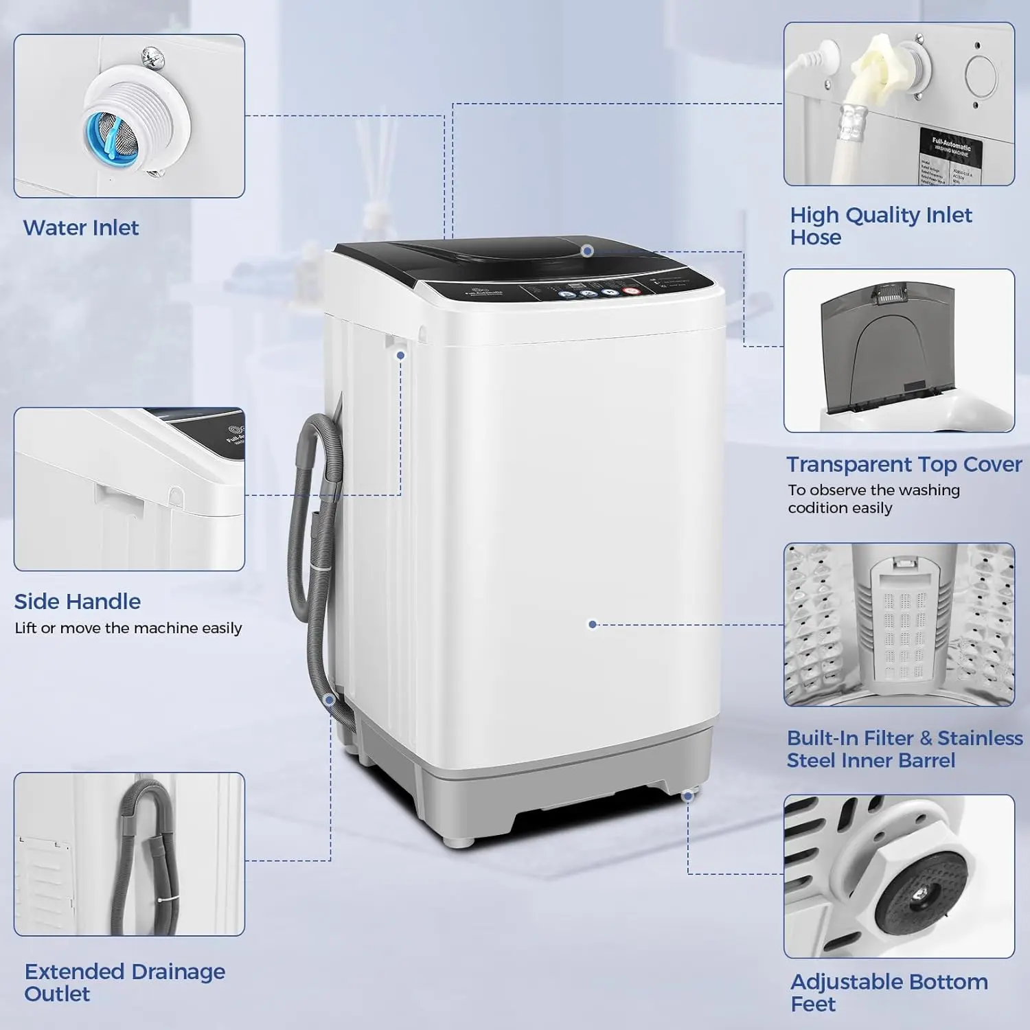 15.6lbs Portable Apartment Ventless Washer & Spin Dryer - Image 4
