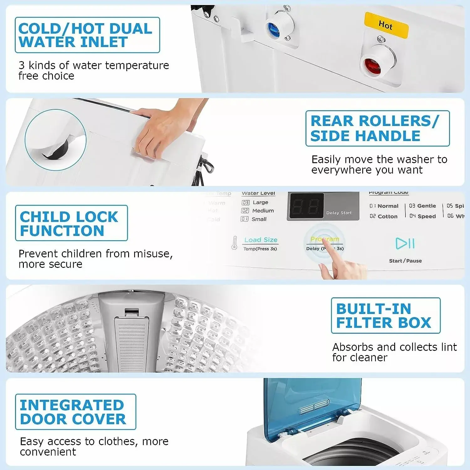 17.8lbs Portable Apartment Ventless Washer & Spin Dryer - Image 4