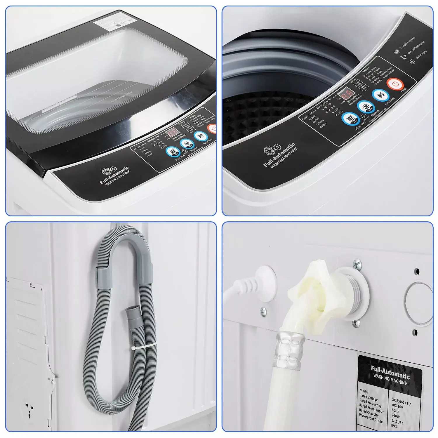 17.8lbs Portable Apartment Ventless Washer & Spin Dryer (Glass) - Image 3