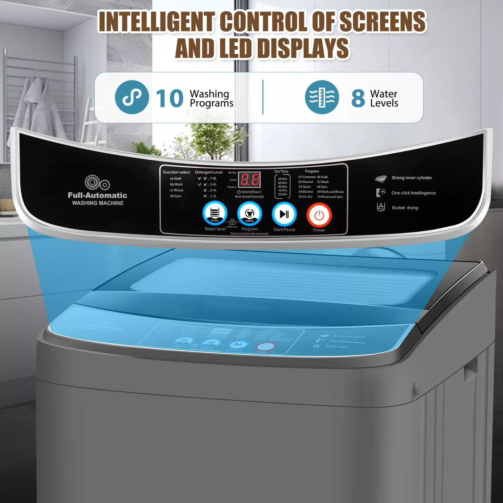 17.8lbs Portable Apartment Ventless Washer & Spin Dryer (Glass) - Image 3