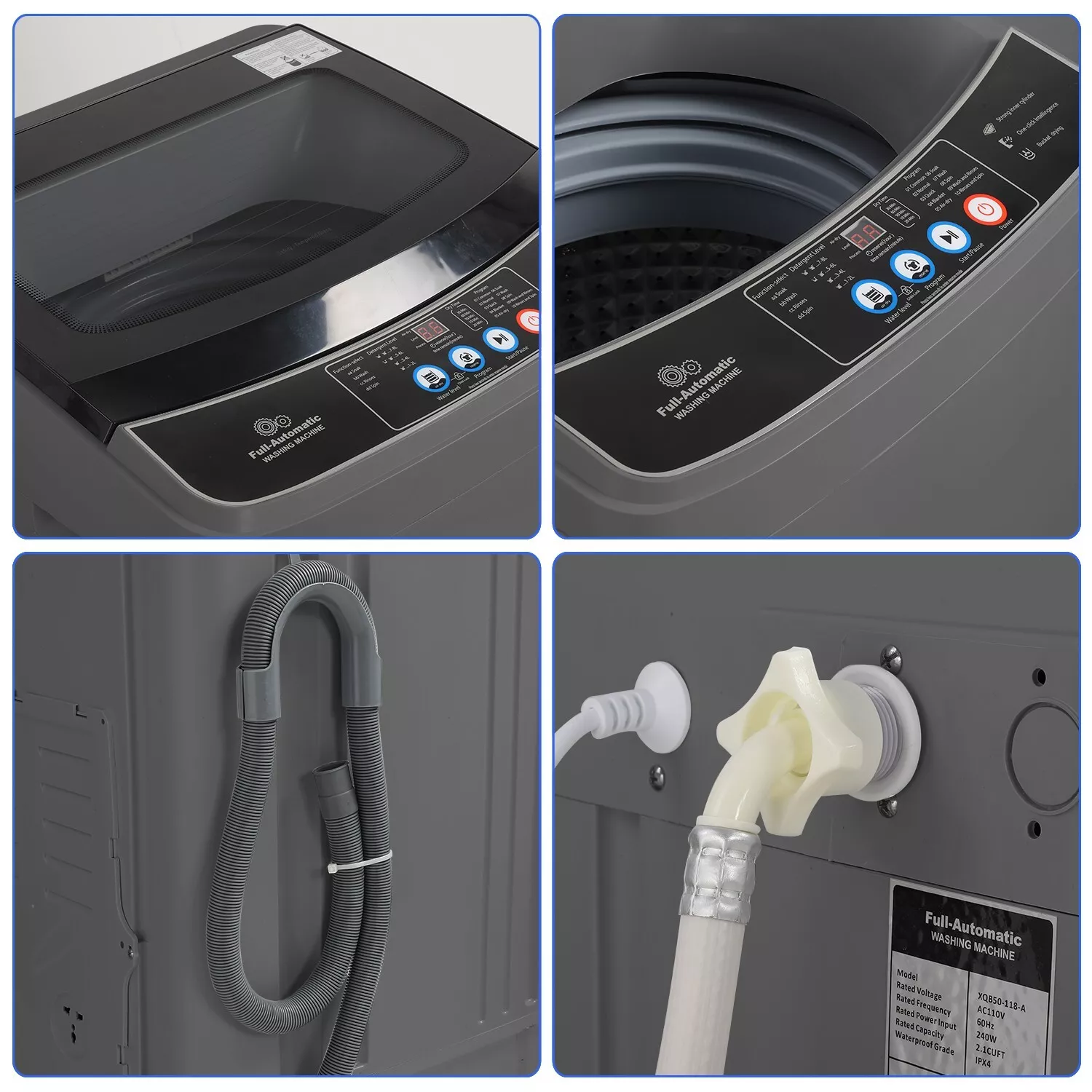 17.8lbs Portable Apartment Ventless Washer & Spin Dryer (Glass) - Image 5