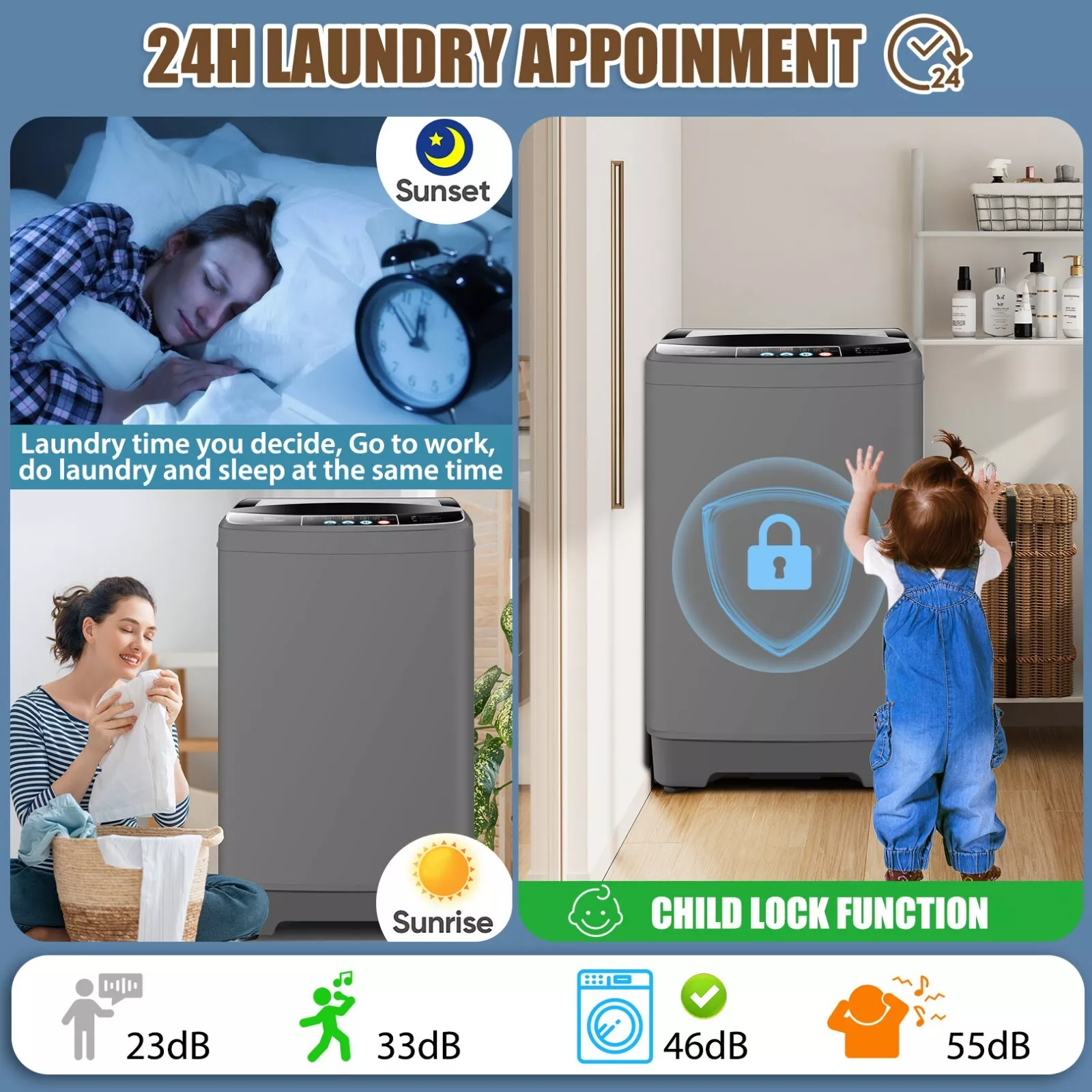 17.8lbs Portable Apartment Ventless Washer & Spin Dryer (Glass) - Image 6