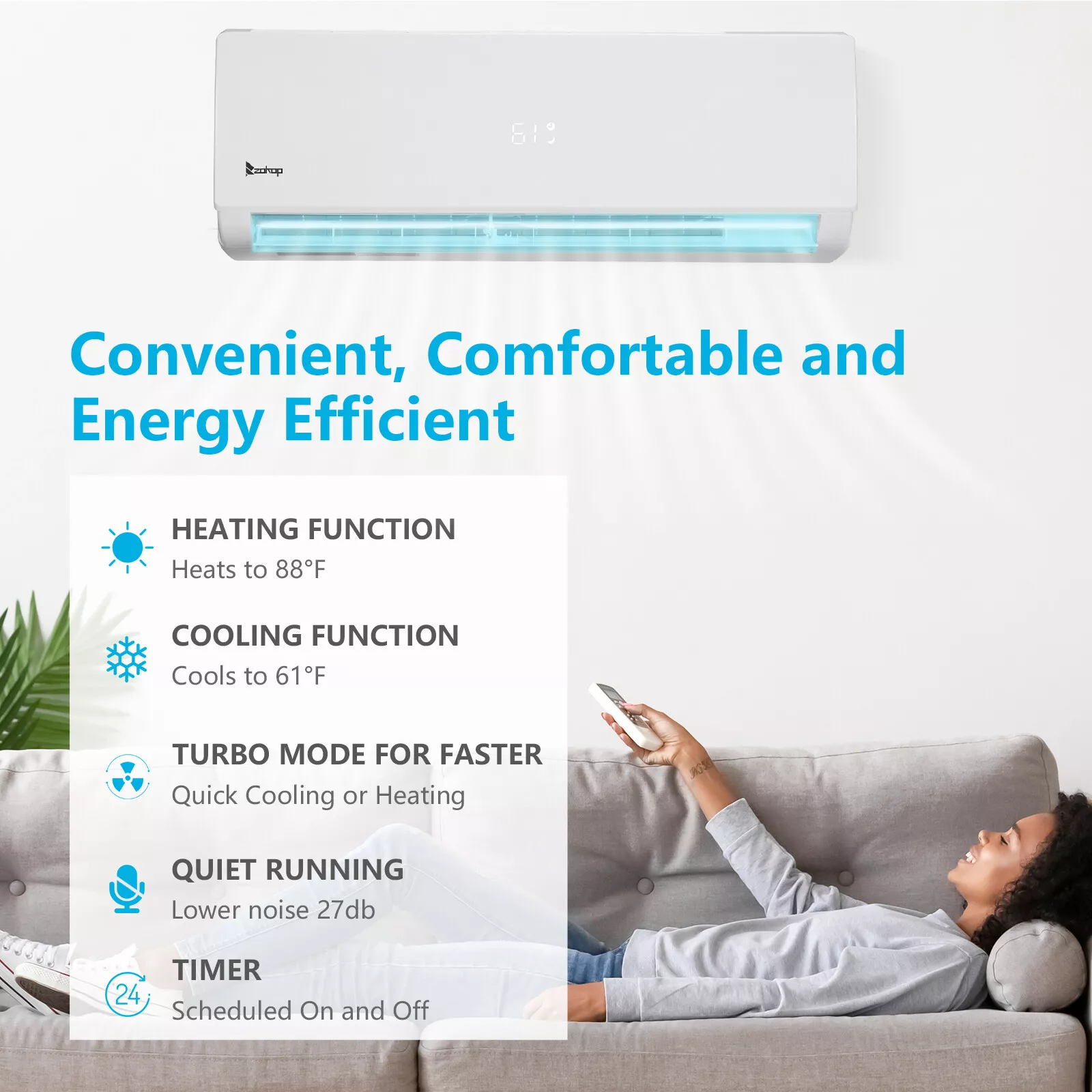 18000 BTU Mini Split Heat Pump Air Conditioner - Image 2