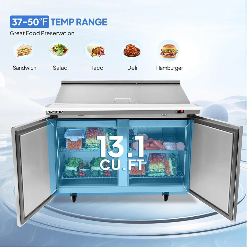 2 Door Commercial Sandwich Refrigerator - Image 3