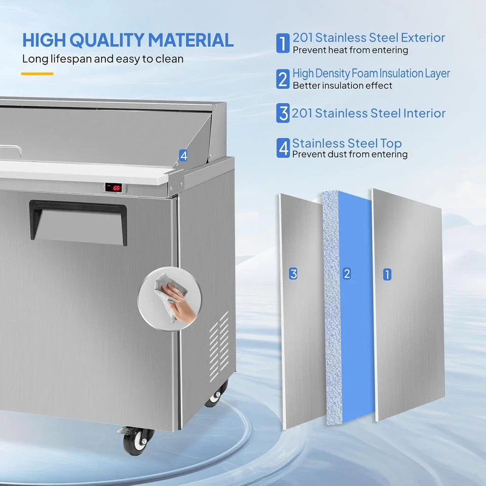 2 Door Commercial Sandwich Refrigerator - Image 5