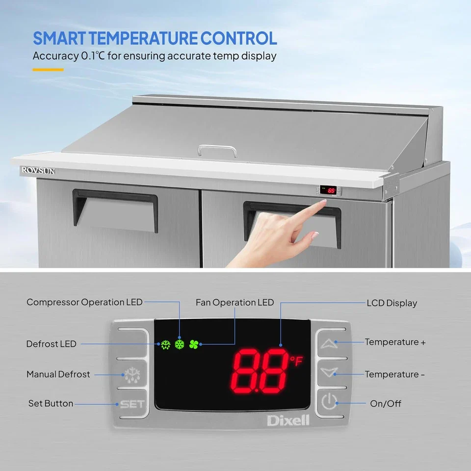 2 Door Commercial Sandwich Refrigerator - Image 6