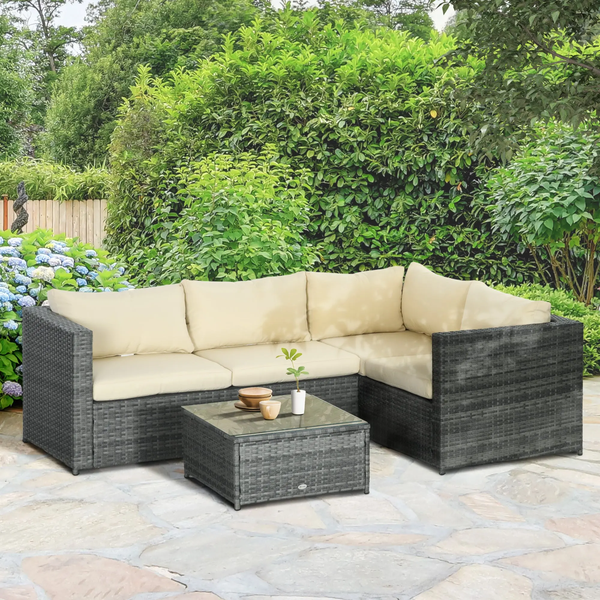 2 Piece Rattan Outdoor Patio Couch Set - Image 8