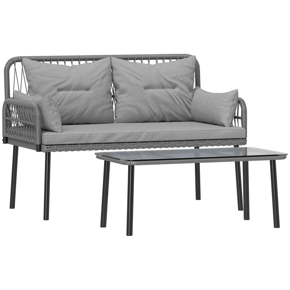 2 Piece Wicker Outdoor Patio Couch Set - Image 2