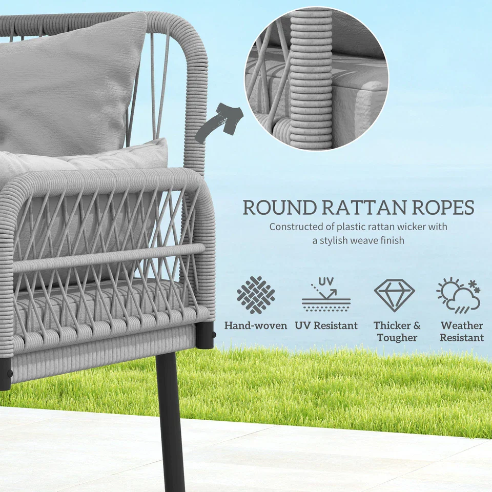 2 Piece Wicker Outdoor Patio Couch Set - Image 3