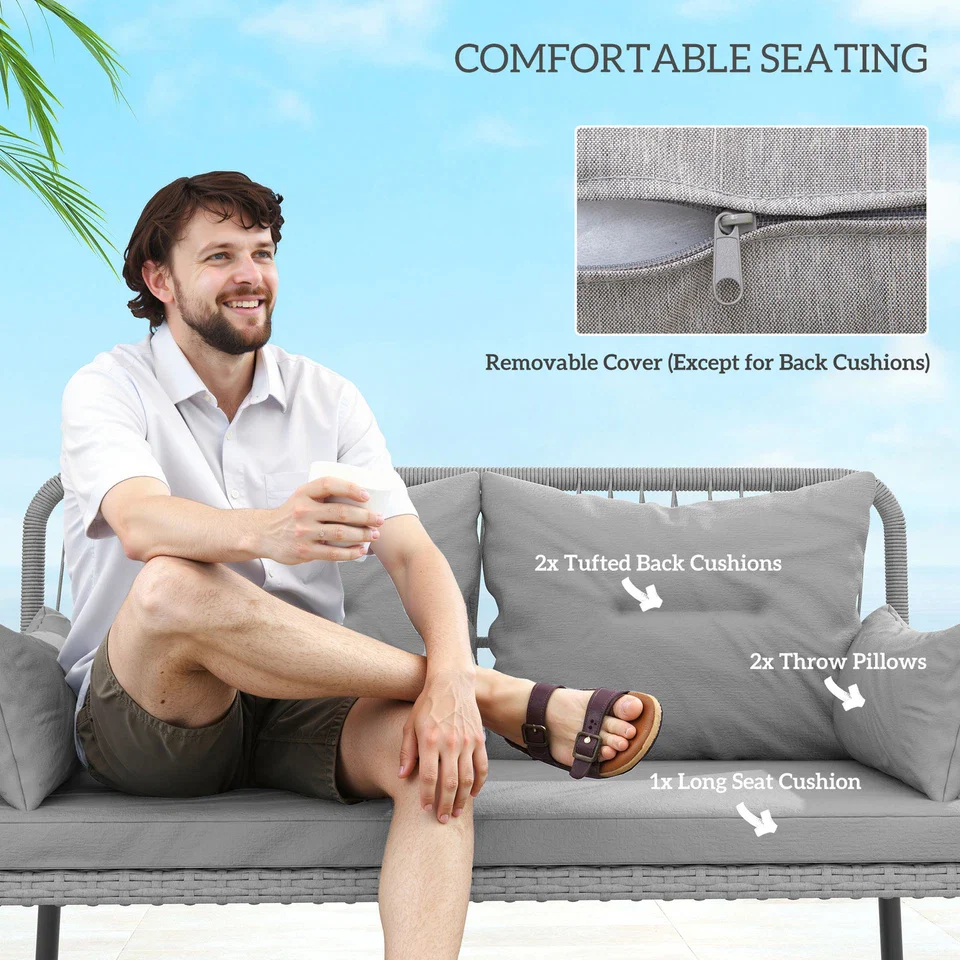 2 Piece Wicker Outdoor Patio Couch Set - Image 4