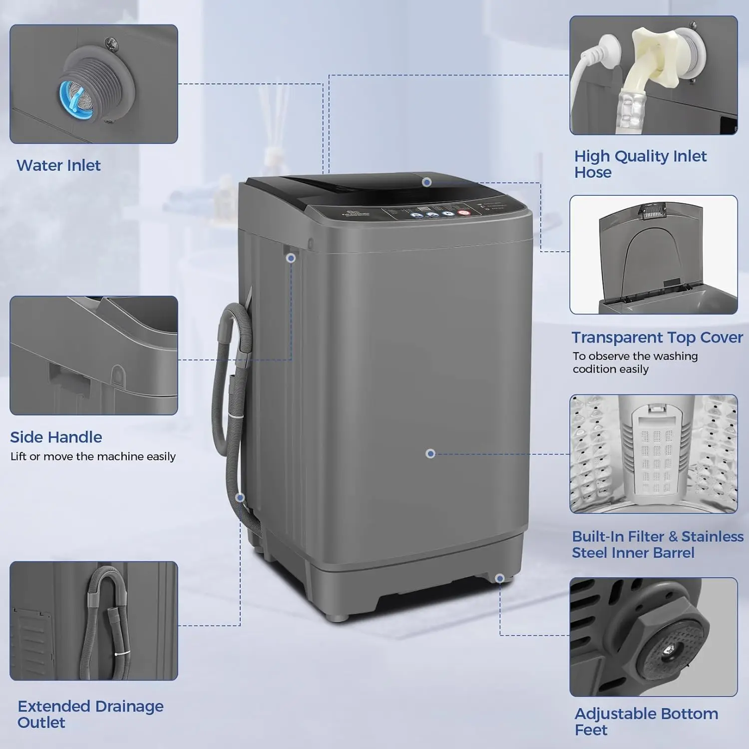 20lbs Portable Apartment Ventless Washer & Spin Dryer - Image 2