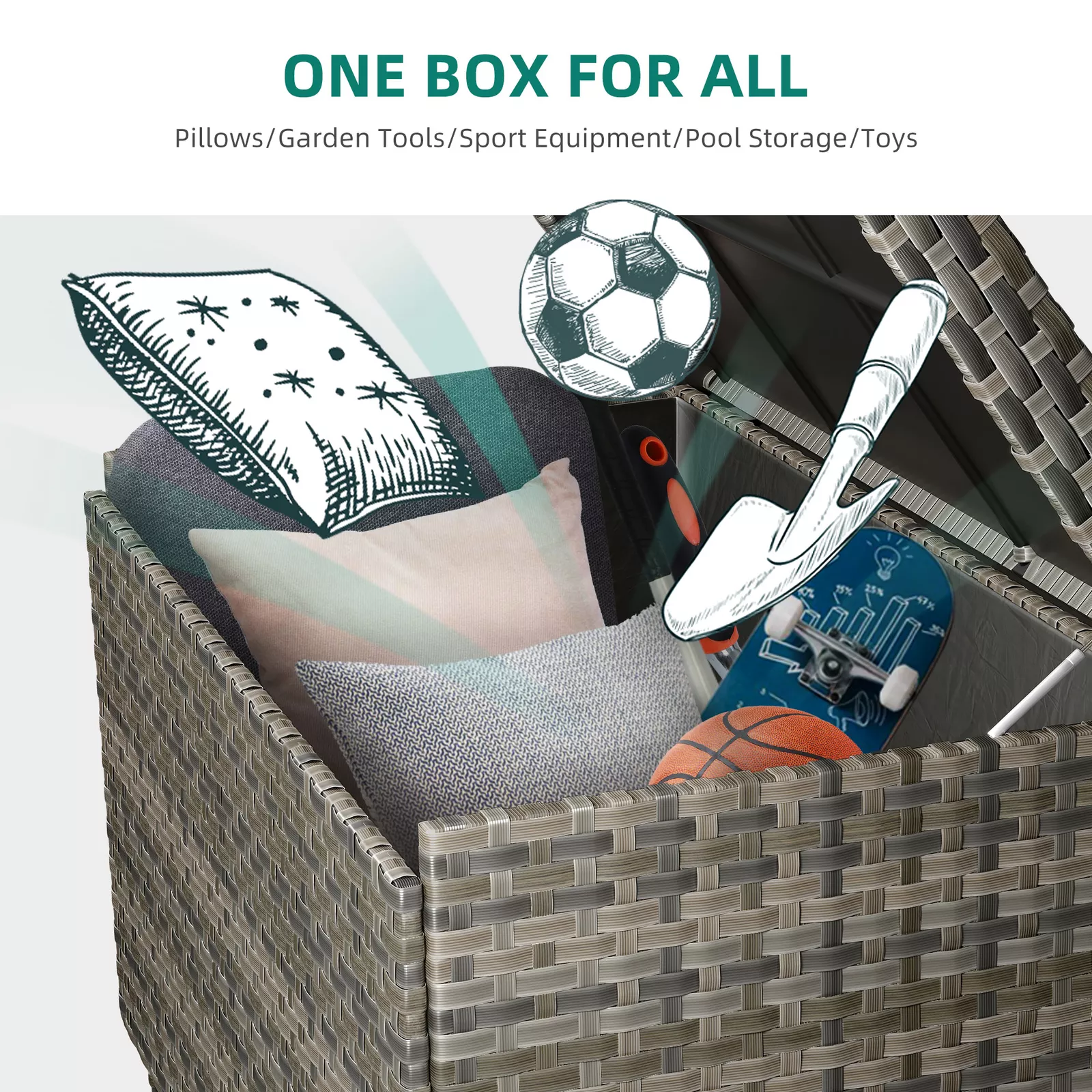 230 Gallon Outdoor Waterproof Storage Deck Box - Image 4