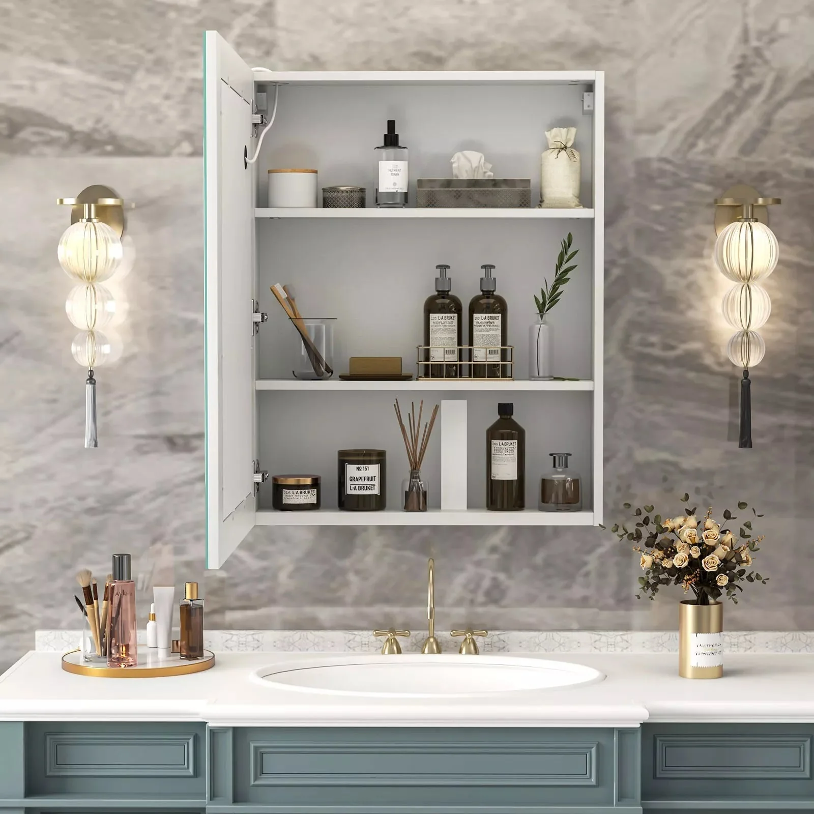24" Mirrored Lighted Medicine Cabinet - Image 3