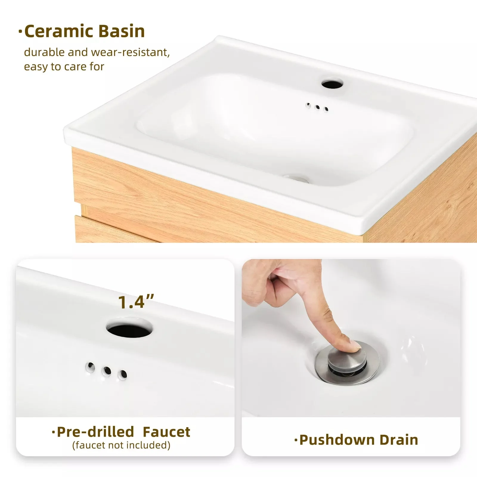 24" Small Bathroom Vanity Cabinet With Sink - Image 7