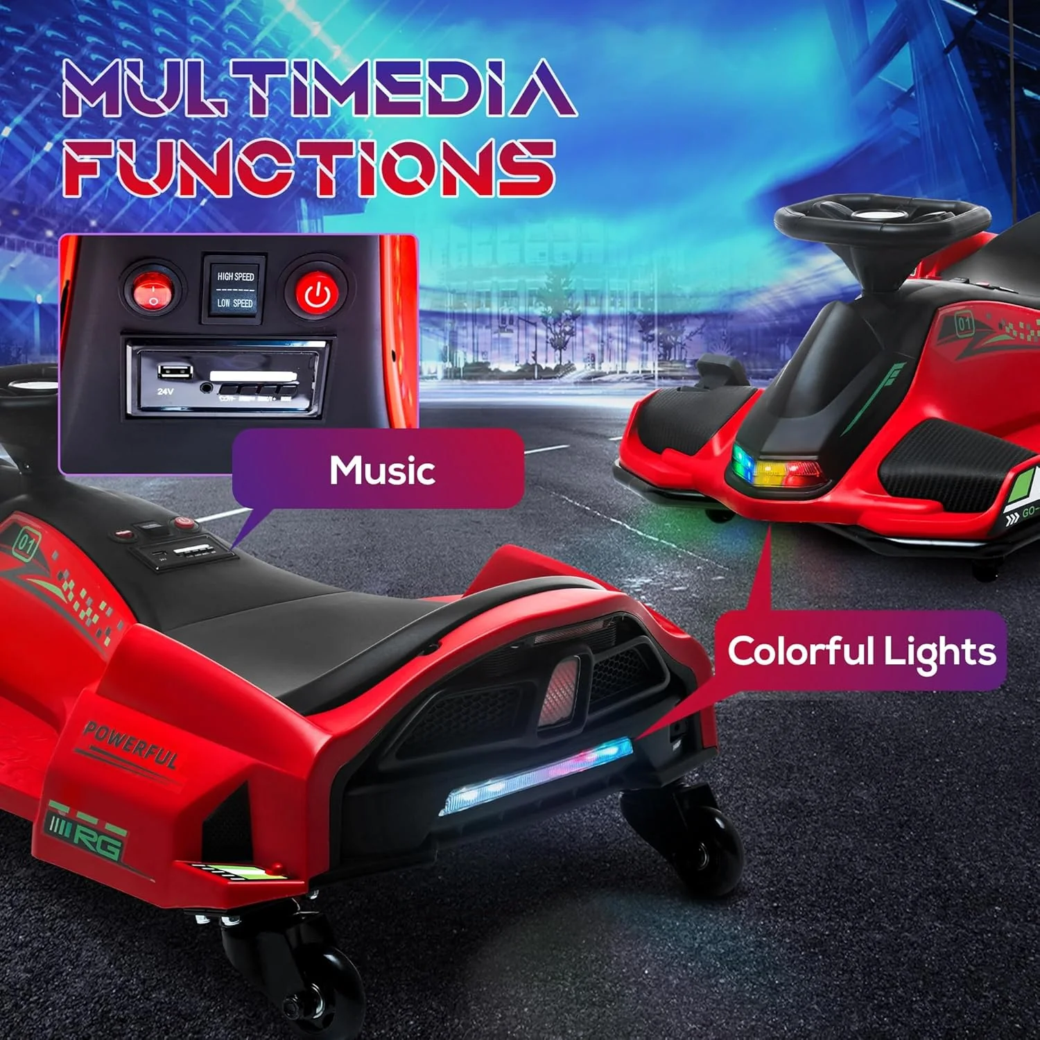 24V Electric Go-Kart for Kids W/ Remote Control - Image 2
