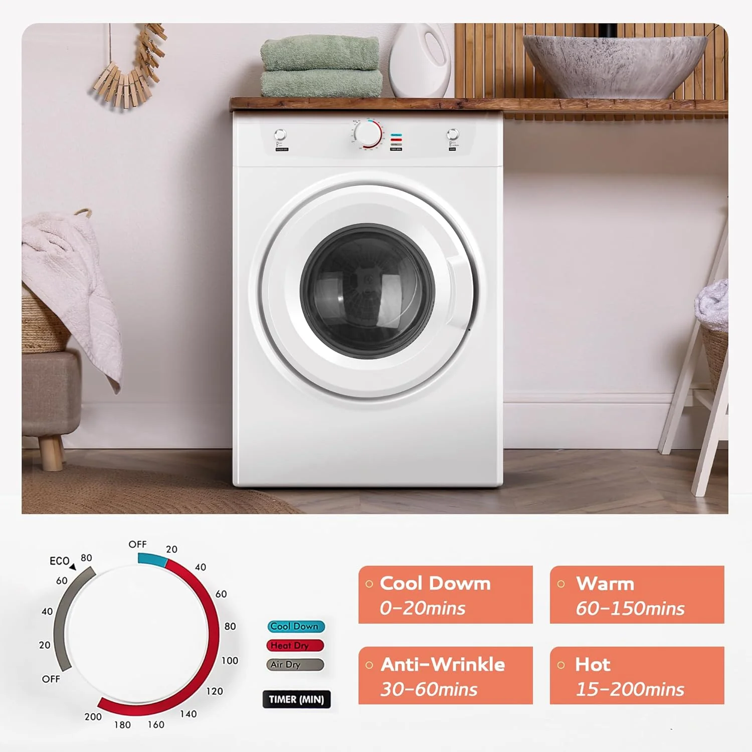 26lbs Portable Tumble Dryer Machine - Image 5