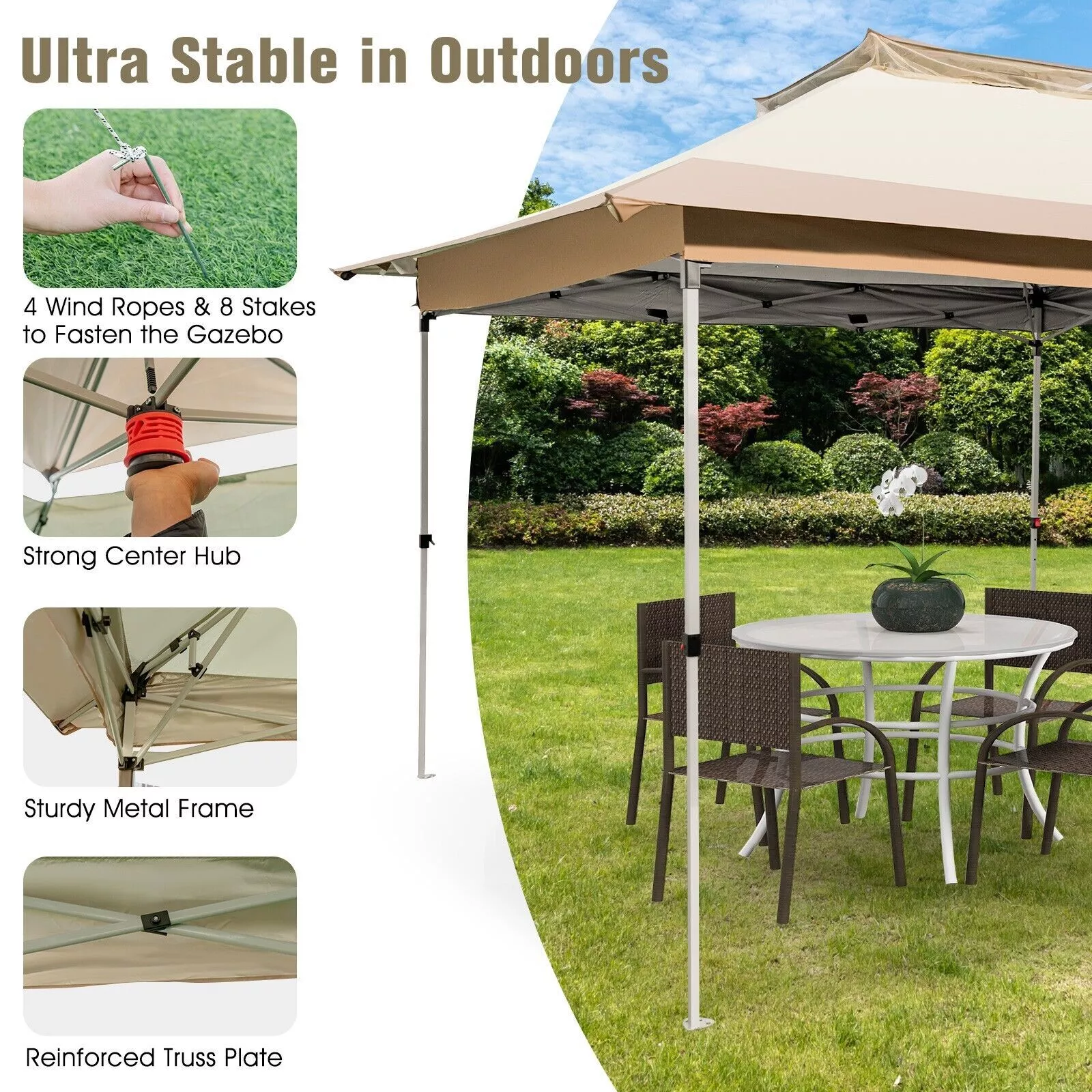 3.5x3.5 Outdoor Pop Up Garden Gazebo - Image 4