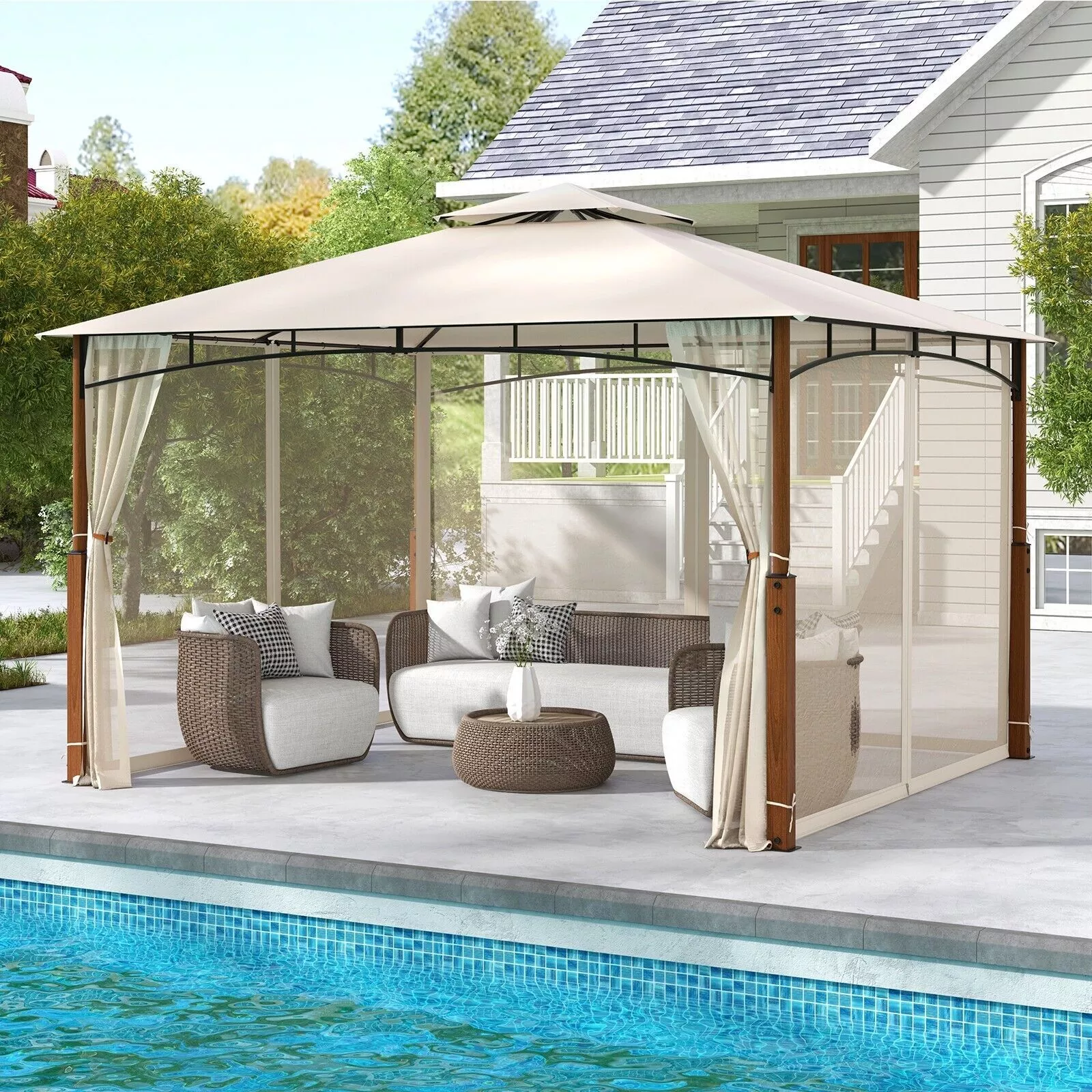 3.6x3 Outdoor Garden Gazebo With Sides