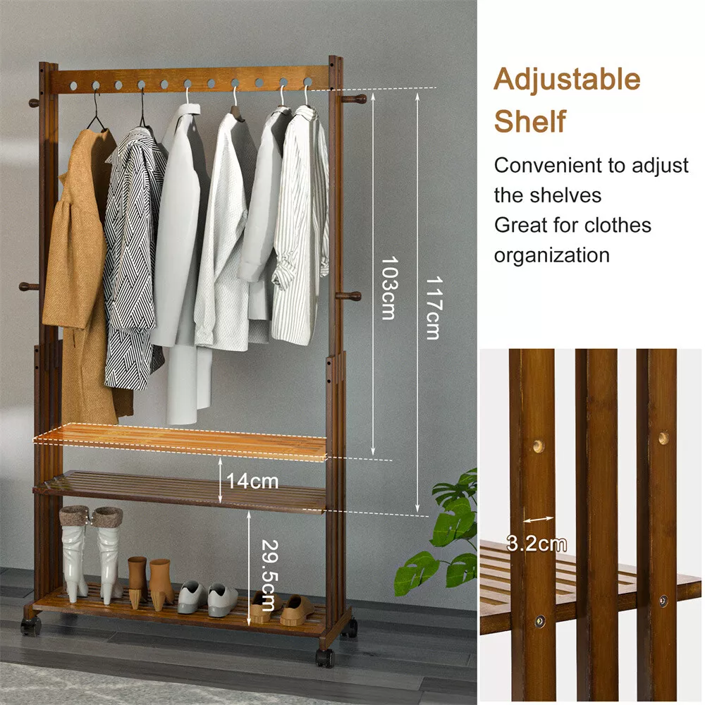 35" Heavy Duty Rolling Wardrobe Clothes Rack - Image 3