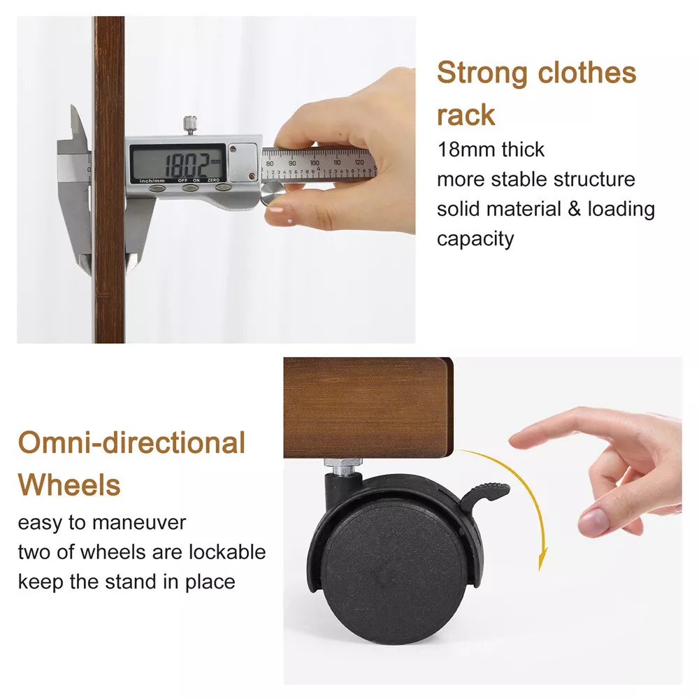 35" Heavy Duty Rolling Wardrobe Clothes Rack - Image 5
