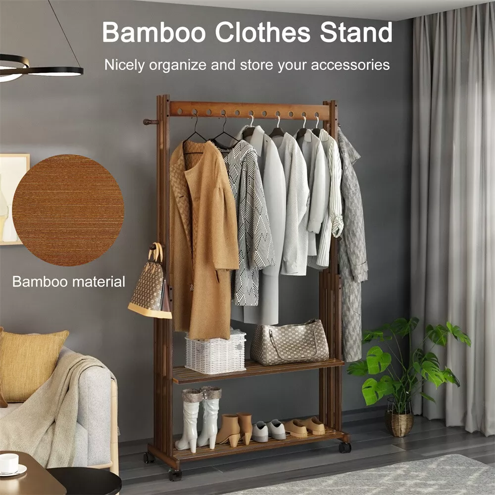 35" Heavy Duty Rolling Wardrobe Clothes Rack - Image 6