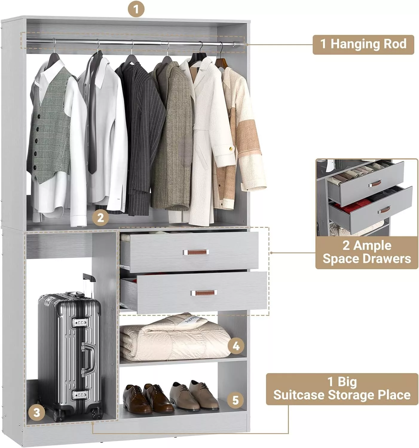 39" Walk In Closet System With Drawers - Image 3