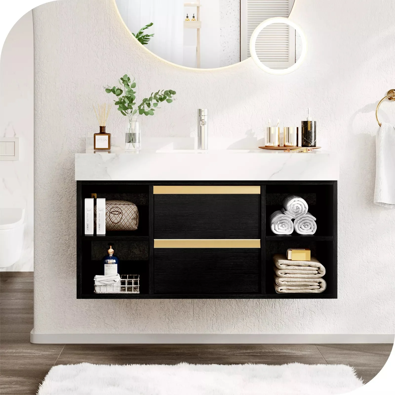 39" Wall Mounted Bathroom Vanity Cabinet With Sink - Image 3