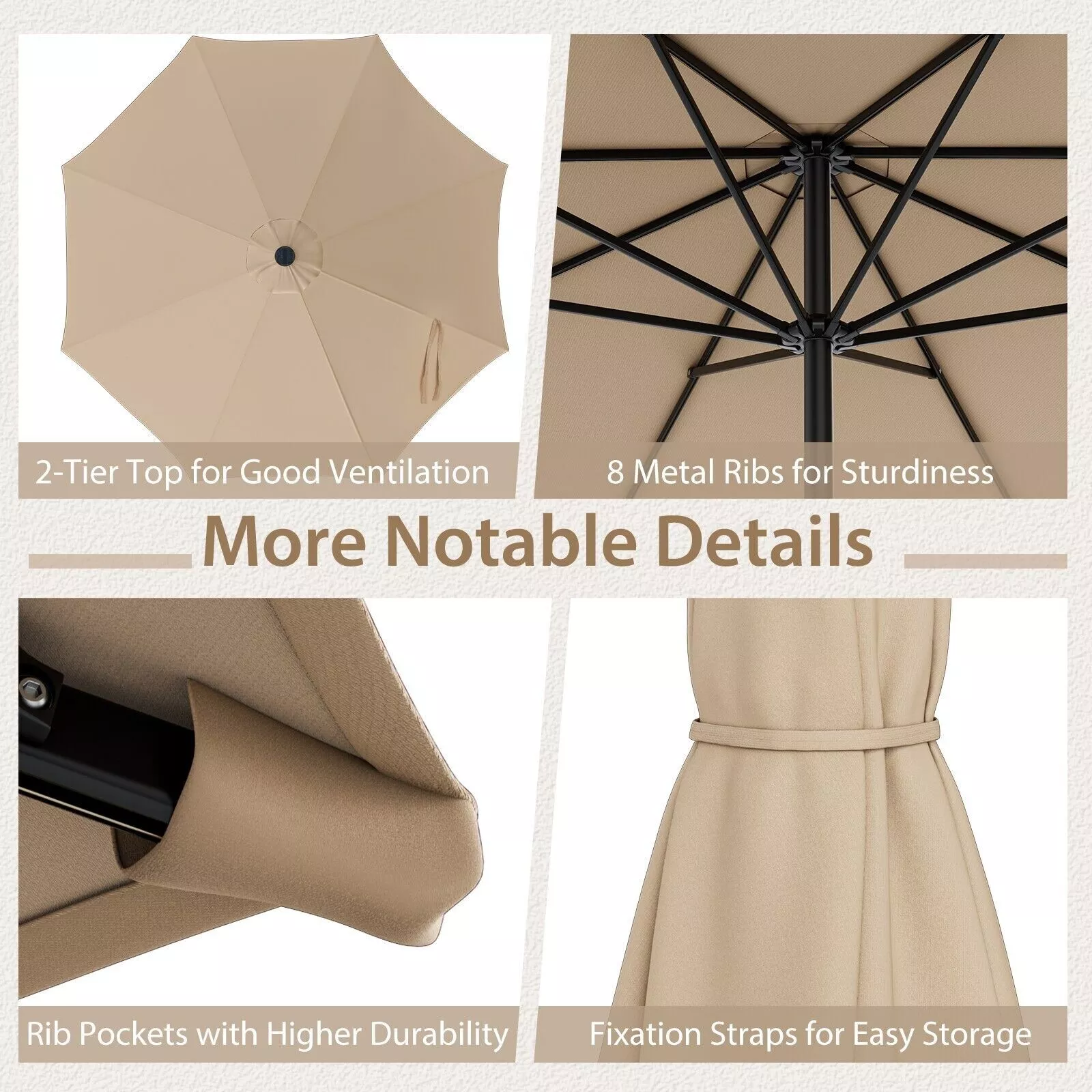 3x3 Large Outdoor Garden Umbrella - Image 5