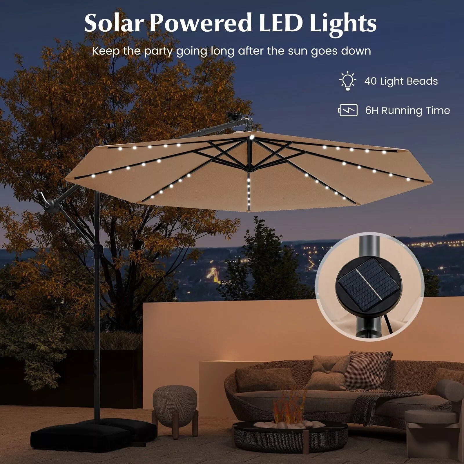 3x3 LED Large Outdoor Garden Umbrella - Image 3