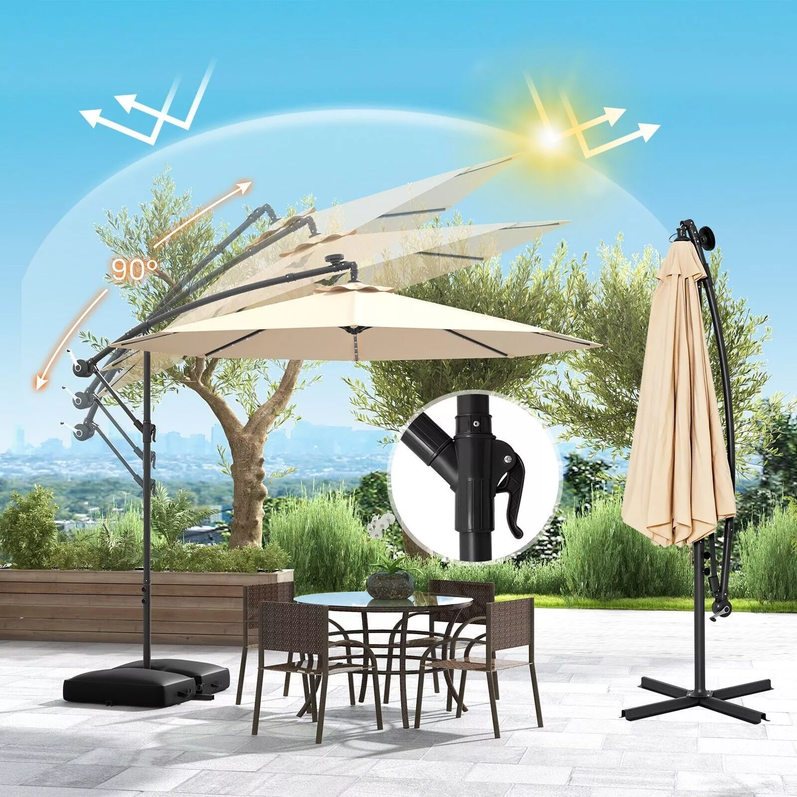 3x3 LED Large Outdoor Garden Umbrella - Image 4