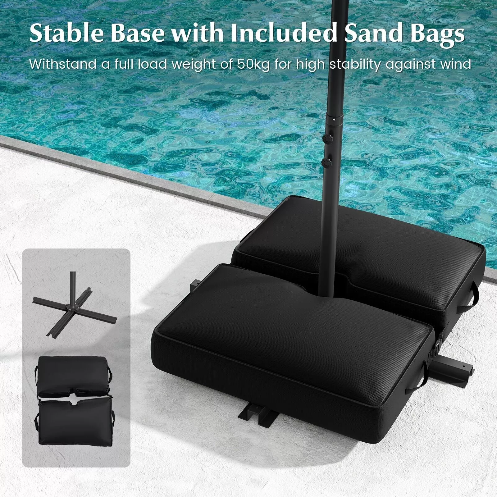 3x3 LED Large Outdoor Garden Umbrella - Image 6