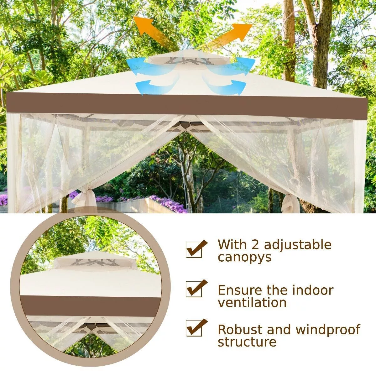 3x3 Outdoor Garden Gazebo With Sides - Image 6