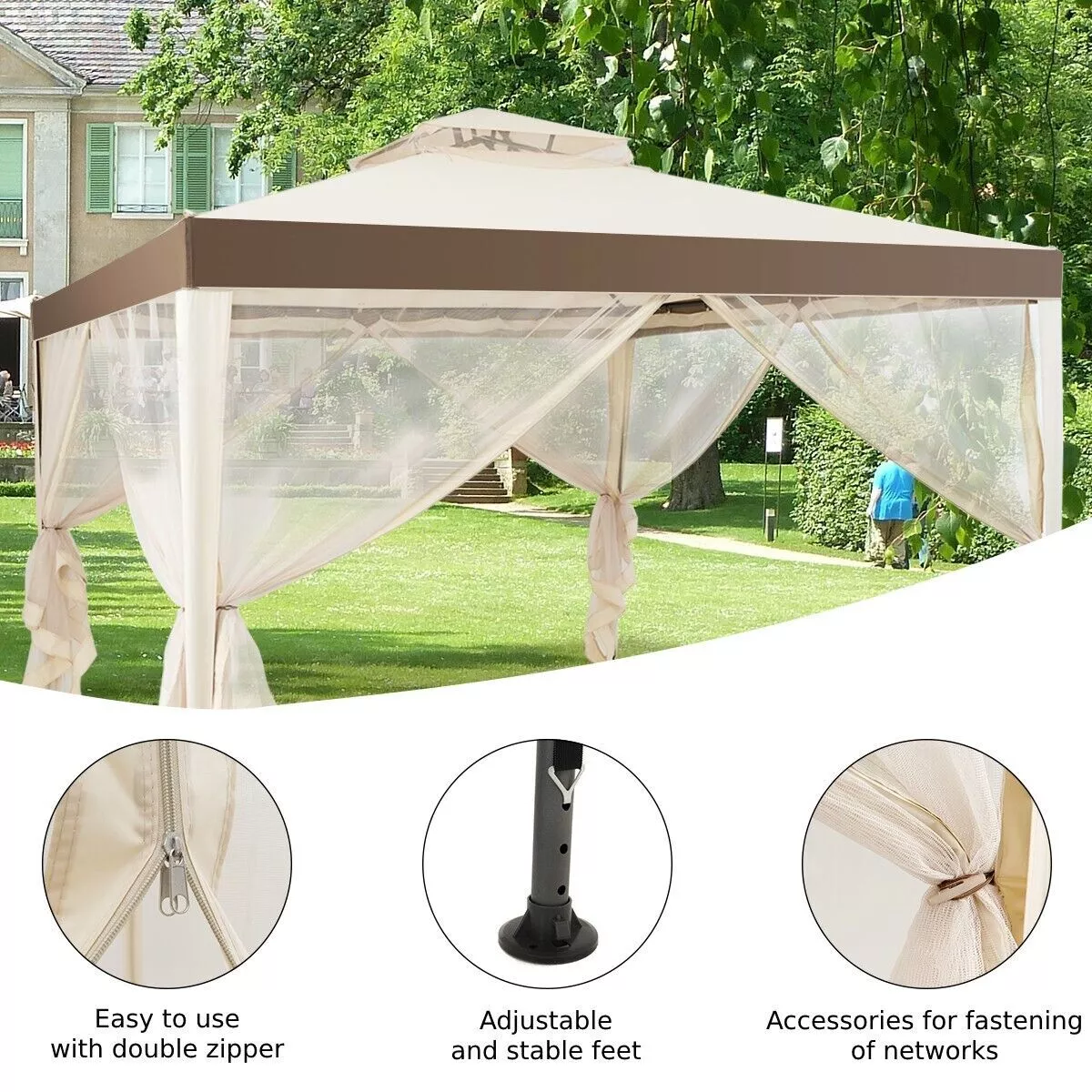 3x3 Outdoor Garden Gazebo With Sides - Image 7