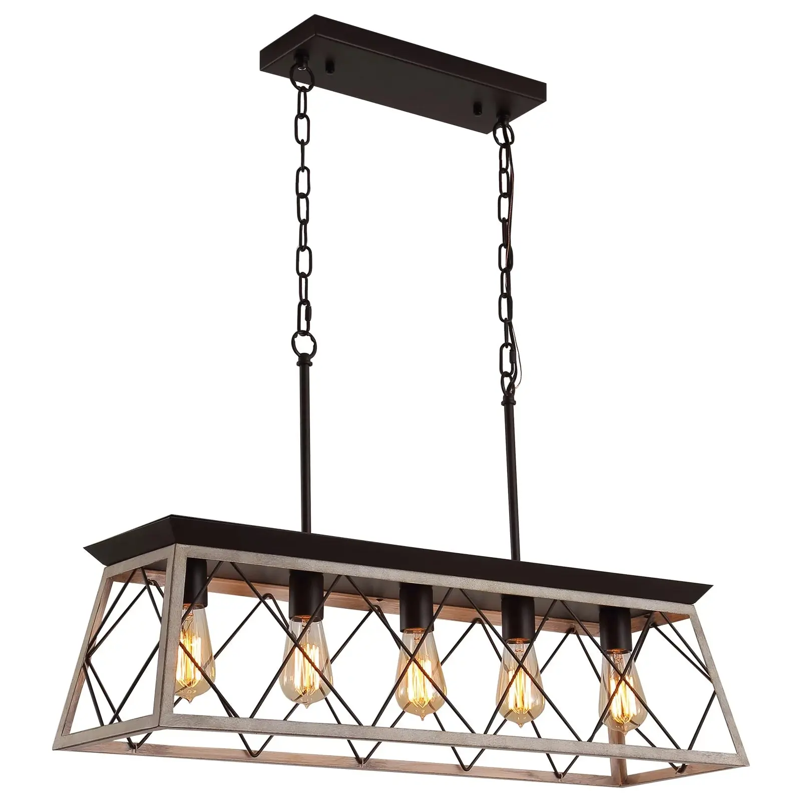 5 Lights Linear Farmhouse Dining Room Chandelier - Image 3