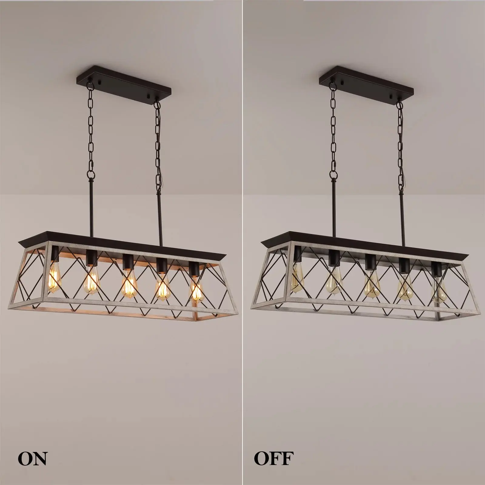 5 Lights Linear Farmhouse Dining Room Chandelier - Image 4