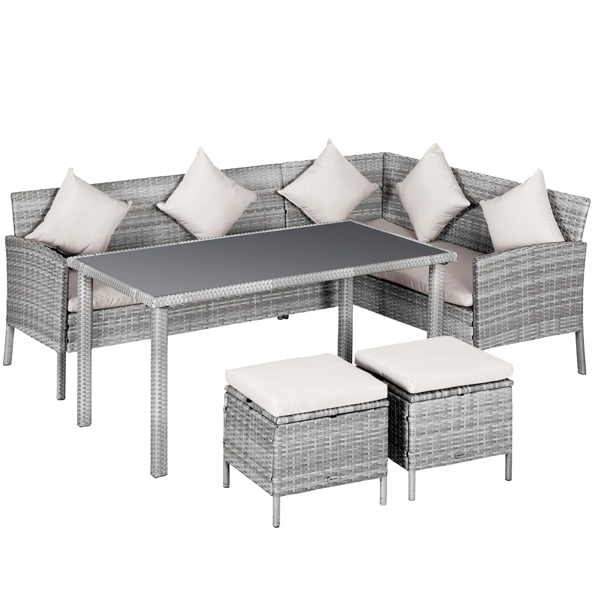 5 Piece Rattan Outdoor Patio Couch Set - Image 2