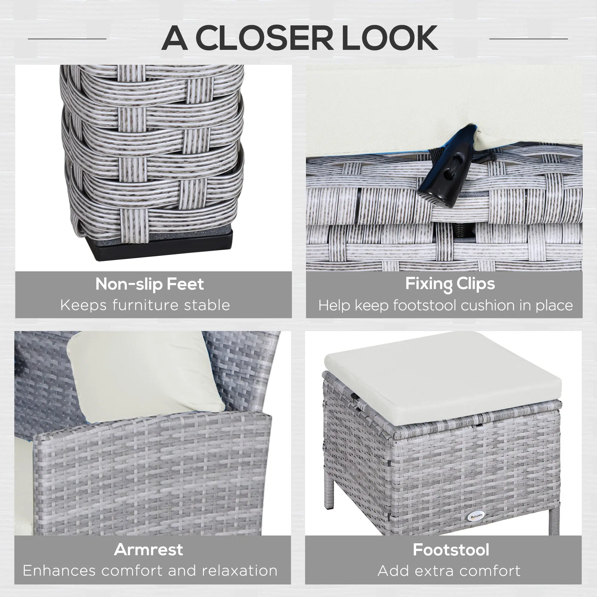 5 Piece Rattan Outdoor Patio Couch Set - Image 4