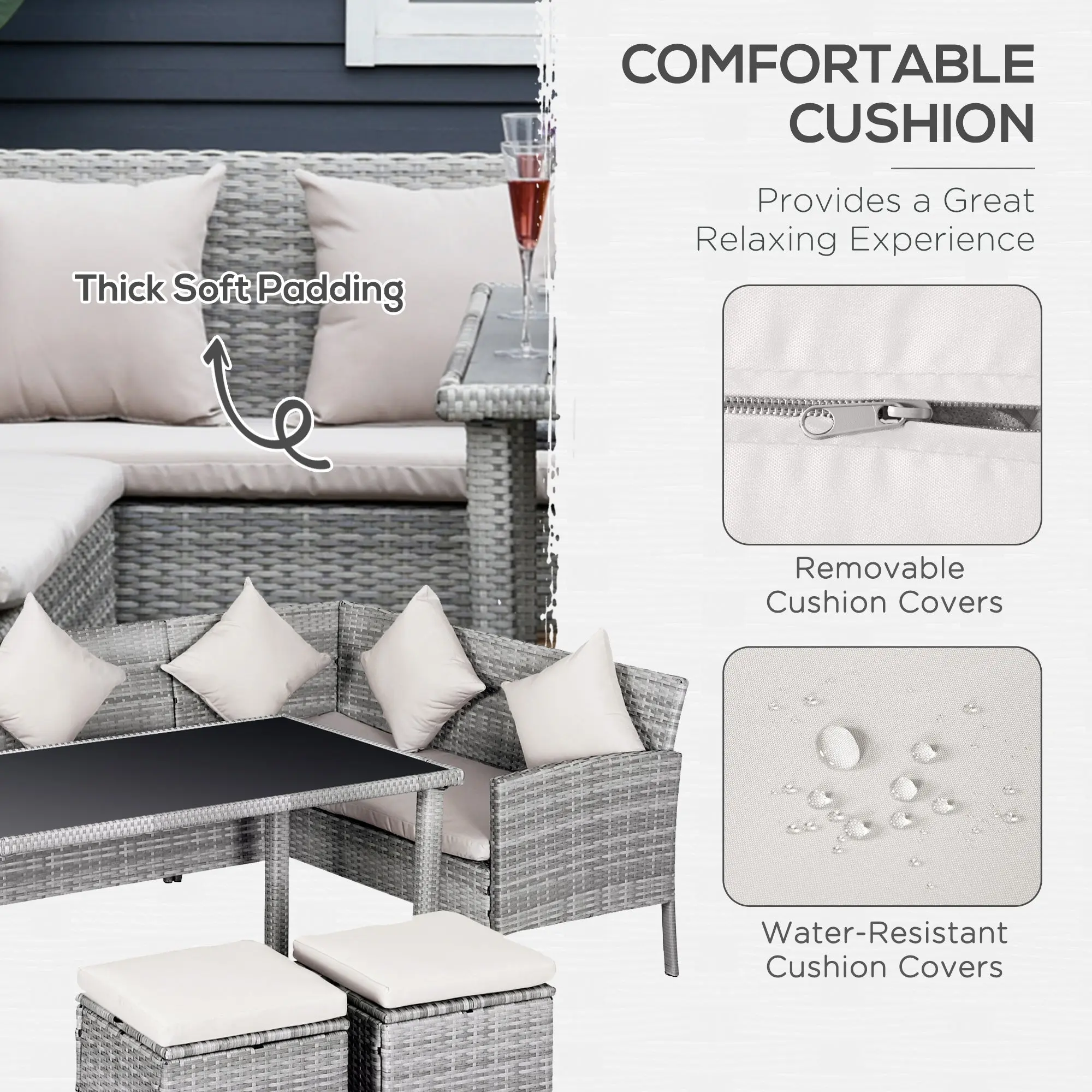 5 Piece Rattan Outdoor Patio Couch Set - Image 6