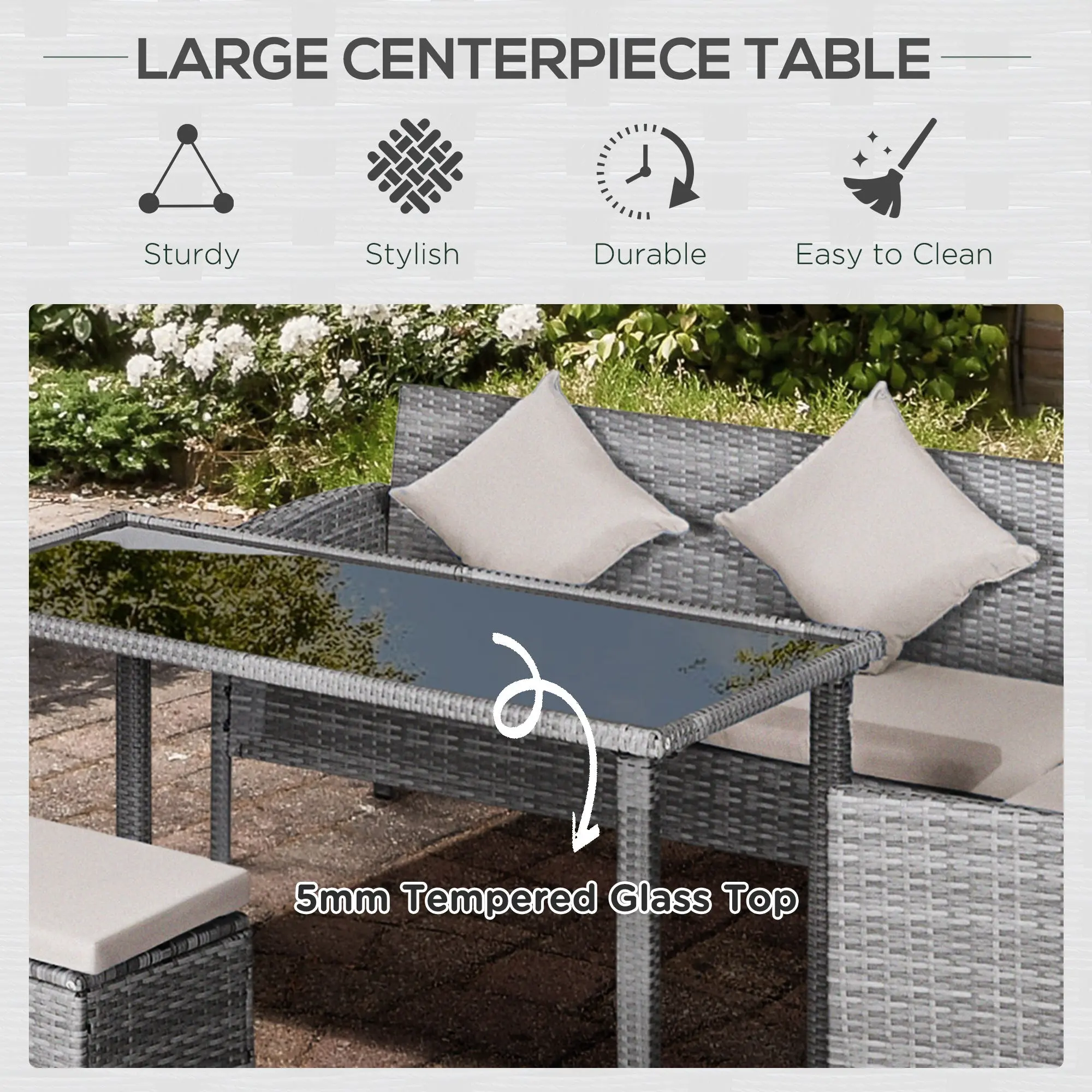 5 Piece Rattan Outdoor Patio Couch Set - Image 7