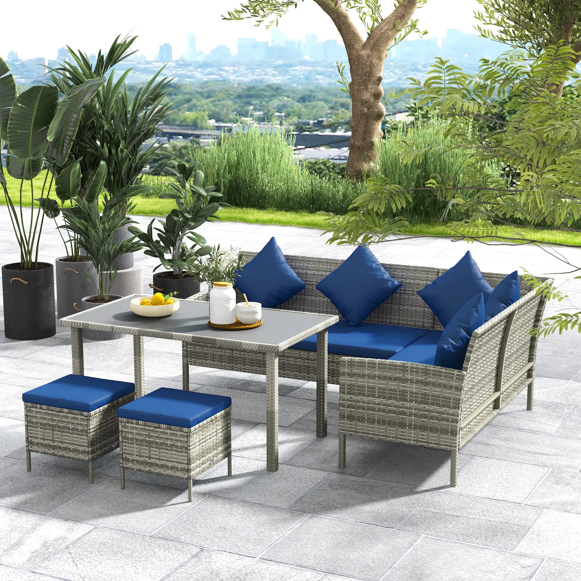 5 Piece Rattan Outdoor Patio Couch Set - Image 8