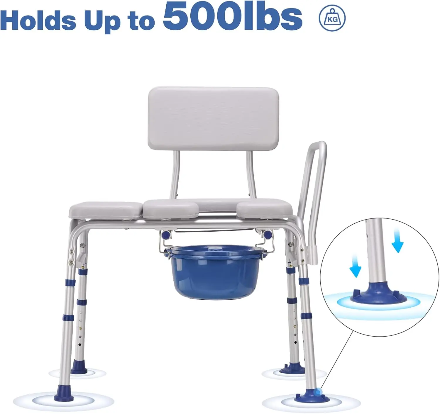 500lbs Shower Transfer Bench With Commode - Image 3